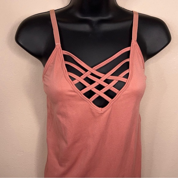 Small Zenana Outfitters Mauve Peach Orange Strappy Fitted Tank Stretch - Picture 6 of 10